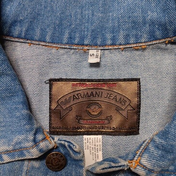 Armani Jeans Denim Jacket Men's SMALL Button Front Blue - Picture 12 of 13